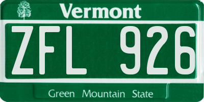 VT license plate ZFL926