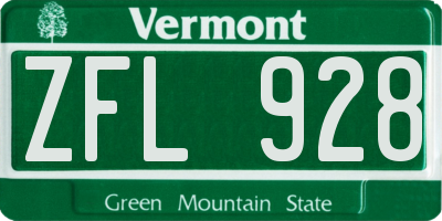 VT license plate ZFL928