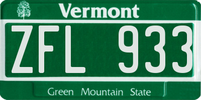 VT license plate ZFL933