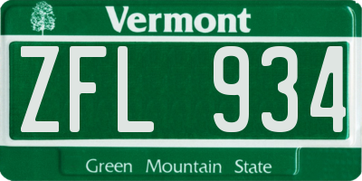 VT license plate ZFL934