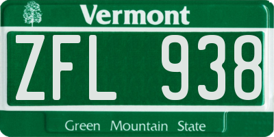 VT license plate ZFL938