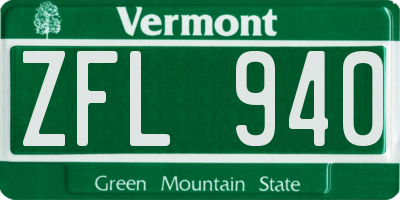 VT license plate ZFL940
