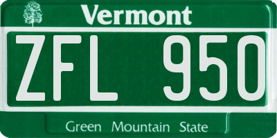 VT license plate ZFL950