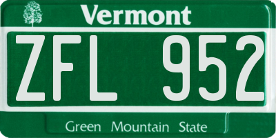 VT license plate ZFL952