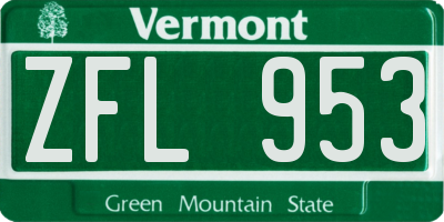 VT license plate ZFL953