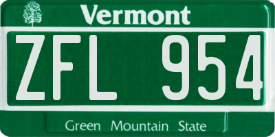 VT license plate ZFL954