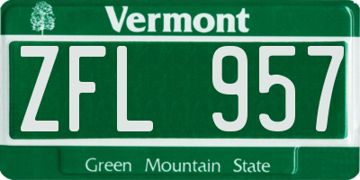 VT license plate ZFL957