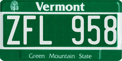 VT license plate ZFL958