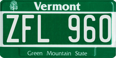 VT license plate ZFL960