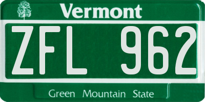 VT license plate ZFL962