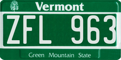 VT license plate ZFL963