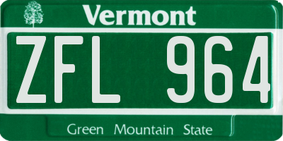 VT license plate ZFL964