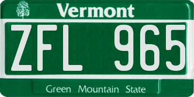 VT license plate ZFL965