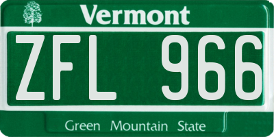 VT license plate ZFL966