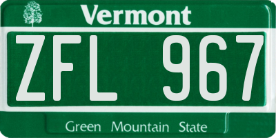 VT license plate ZFL967