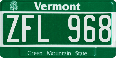 VT license plate ZFL968