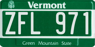 VT license plate ZFL971