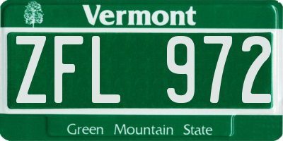 VT license plate ZFL972