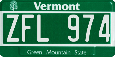VT license plate ZFL974
