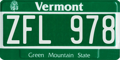 VT license plate ZFL978