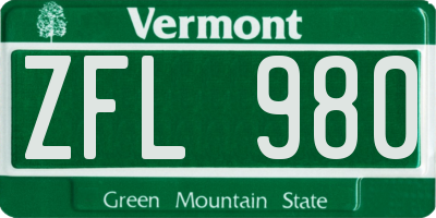 VT license plate ZFL980