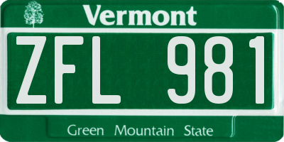 VT license plate ZFL981