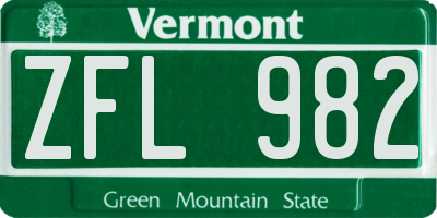 VT license plate ZFL982