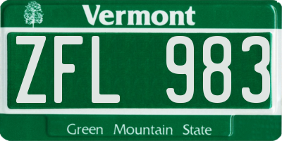 VT license plate ZFL983