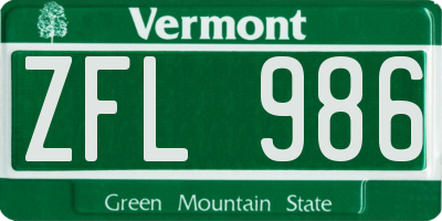 VT license plate ZFL986