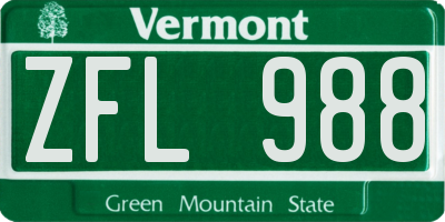 VT license plate ZFL988