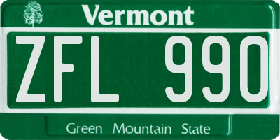 VT license plate ZFL990