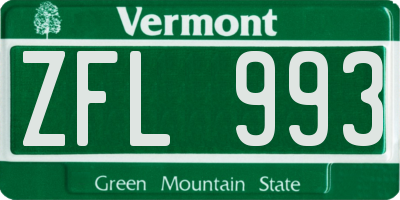 VT license plate ZFL993