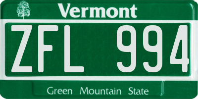 VT license plate ZFL994