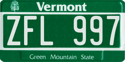 VT license plate ZFL997