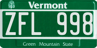 VT license plate ZFL998