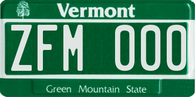 VT license plate ZFM000