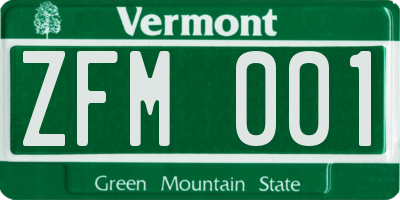 VT license plate ZFM001