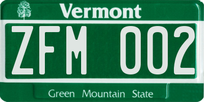 VT license plate ZFM002