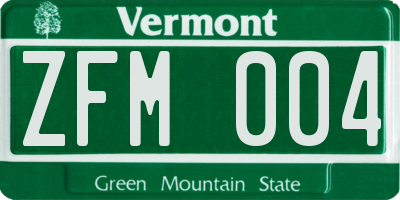 VT license plate ZFM004