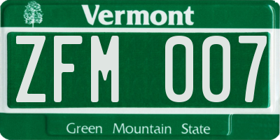 VT license plate ZFM007