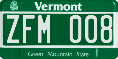 VT license plate ZFM008