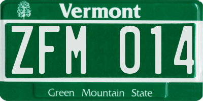 VT license plate ZFM014