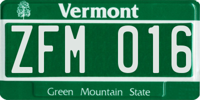 VT license plate ZFM016