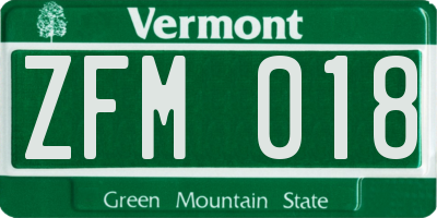 VT license plate ZFM018