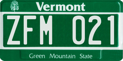 VT license plate ZFM021