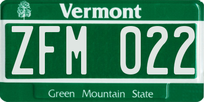VT license plate ZFM022