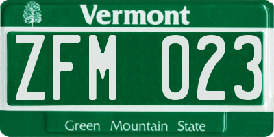 VT license plate ZFM023