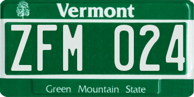 VT license plate ZFM024