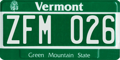 VT license plate ZFM026