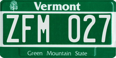 VT license plate ZFM027